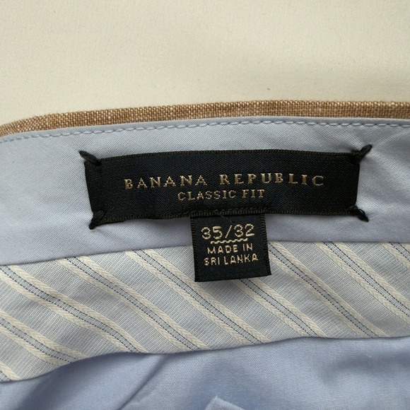 Banana Republic Classic Fit Linen Blend Dress Pants Tan Mens 35/32 Old‎ Money - Picture 7 of 10